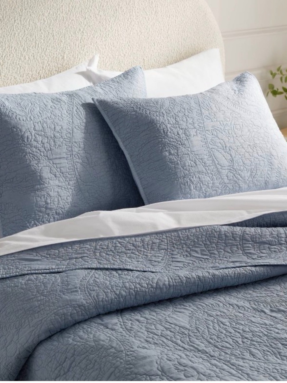 Threshold Standard Garment Washed Paisley Stitch Quilt Shams •Set of 2•